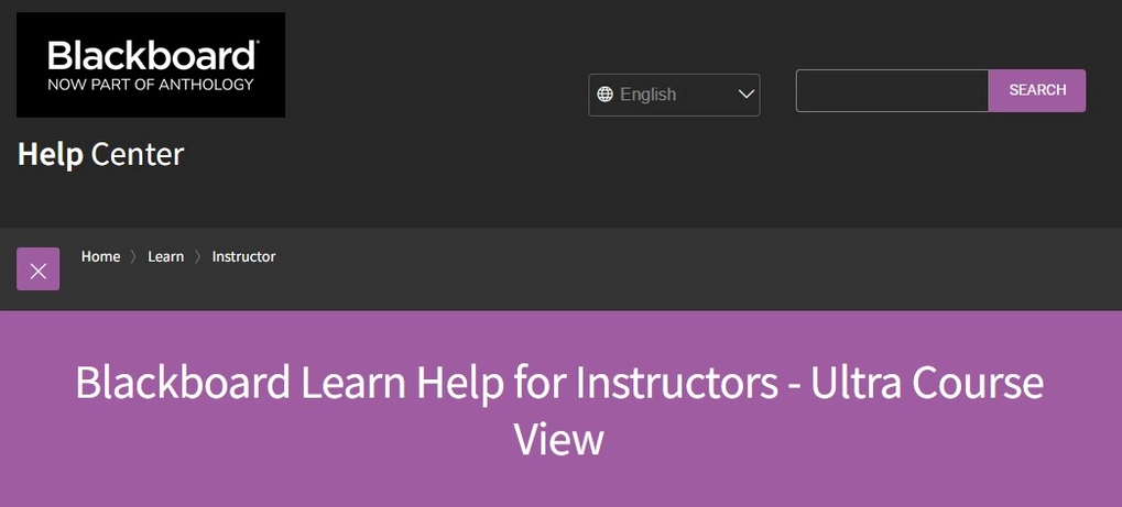 Screenshot of Blackboard Help Webpage