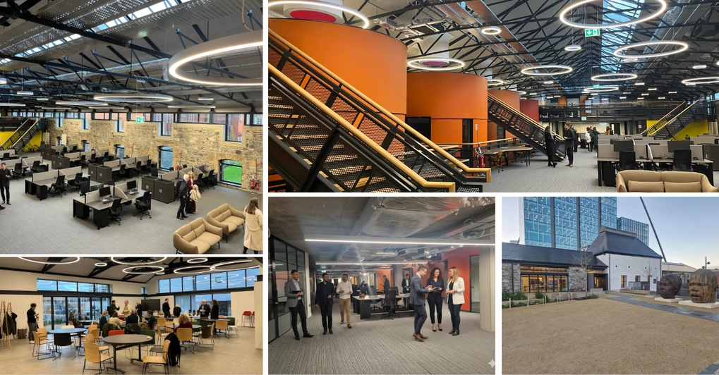 Selection of photos showing the workspace inside Trinity's Innovation Hub