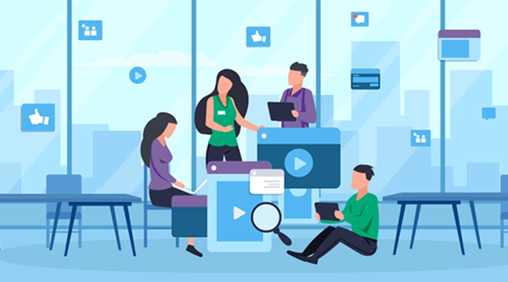 Women holding various tech devices