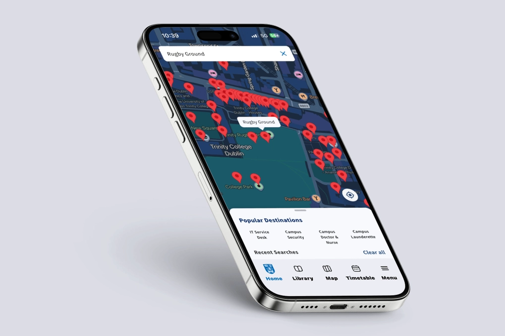 Campus map on the Trinity app
