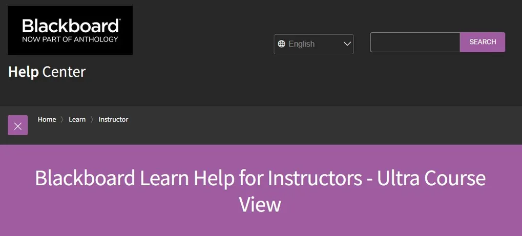 Screenshot of Blackboard Help Webpage