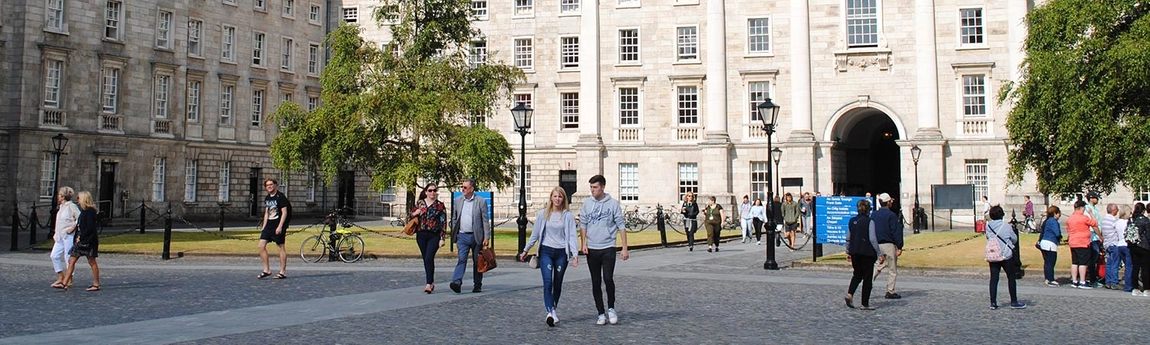 Students walking in Parliament Square TCD