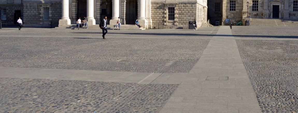 Flat pavement across the cobble stones at TCD