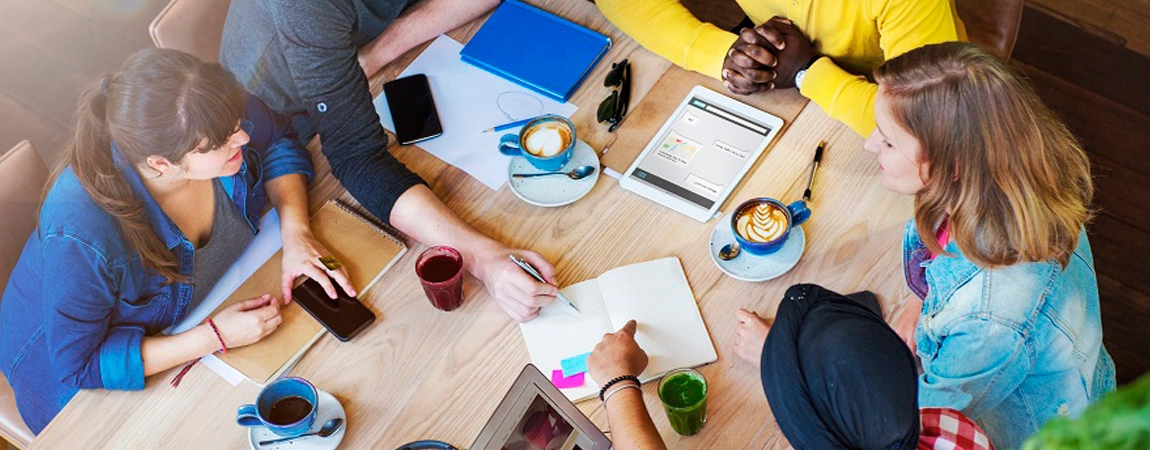 Group of people doing project work
