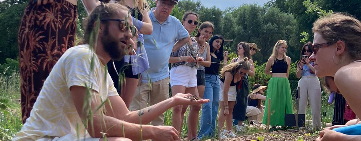Group shown handful of seeds/crop growing in warm climate