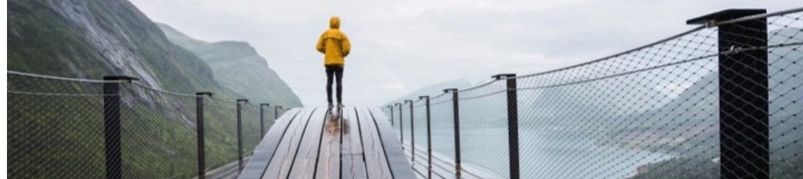 A person running on a bridge