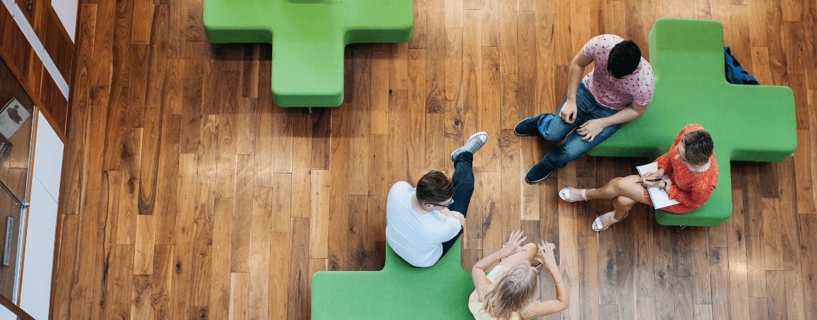 students hanging out in a common area