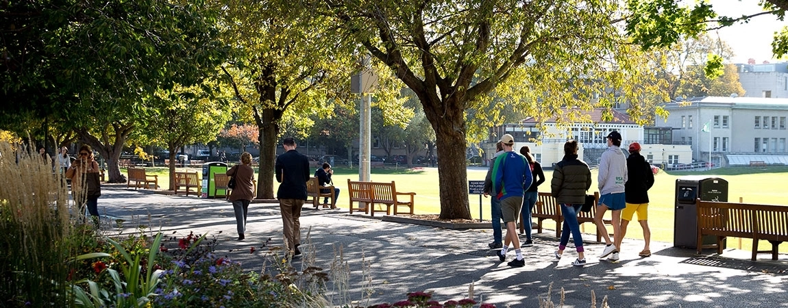 Walking by the cricket pitch at TCD
