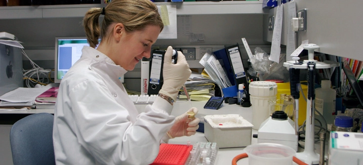 A person in the lab at the School of Dental Sciences