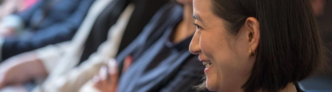 A student seated in a Literary Translation class.