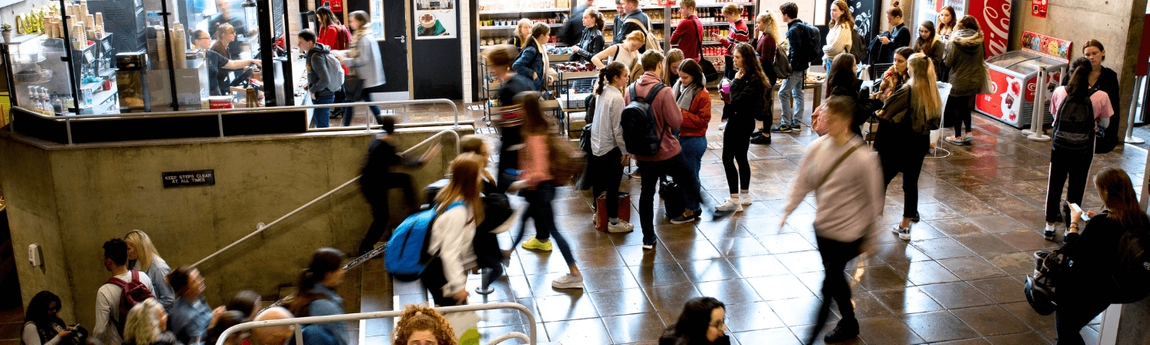 Students in the Perch Cafe, Arts Building.