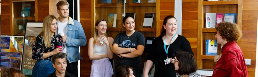 Group of fellows socialising at Long Room Hub