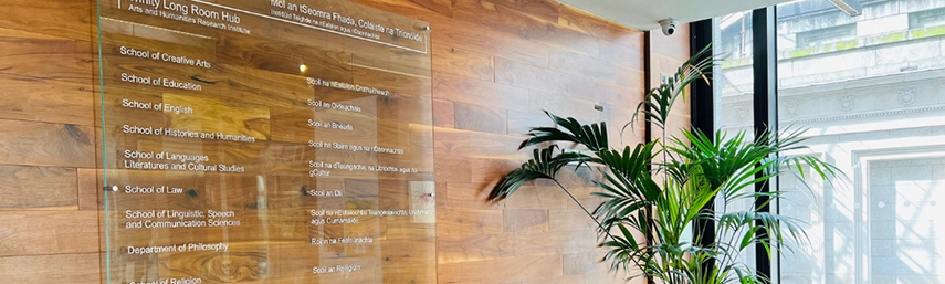 Office interior with palm tree