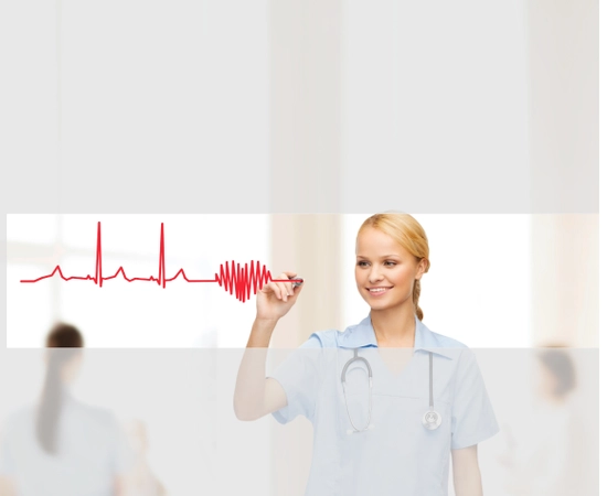 An image of a person drawing a pulse line on a whiteboard in red pen