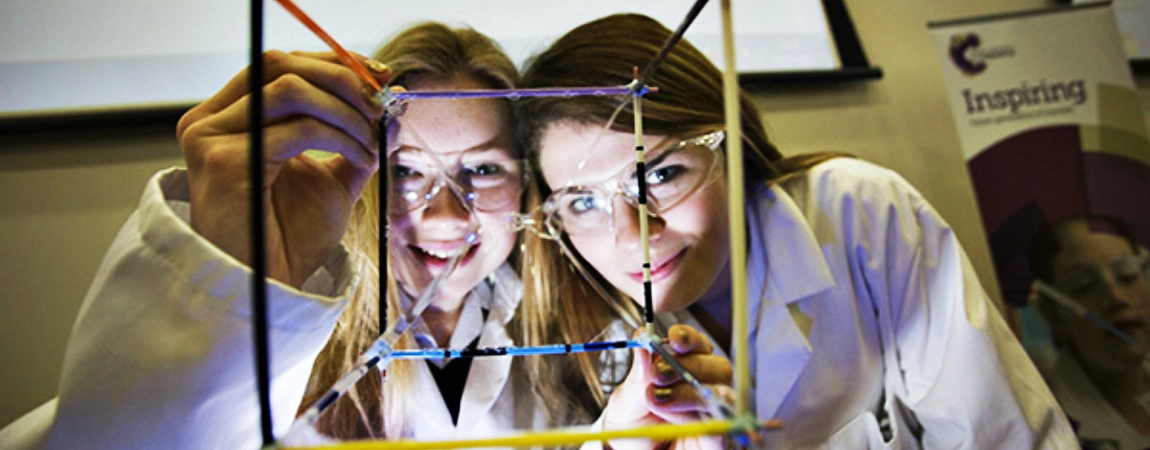 Two students working in the lab, Trinity College Dublin.