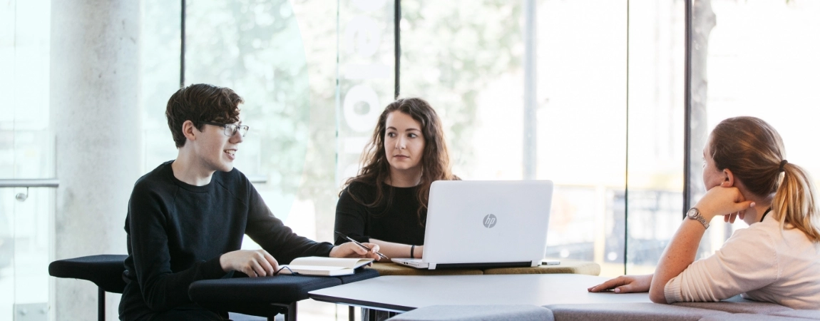 Trinity College students group work.