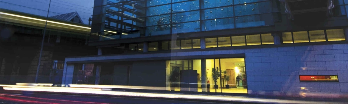 The main Trinity College Dublin Sports Building as viewed from Pearse Street, Dublin