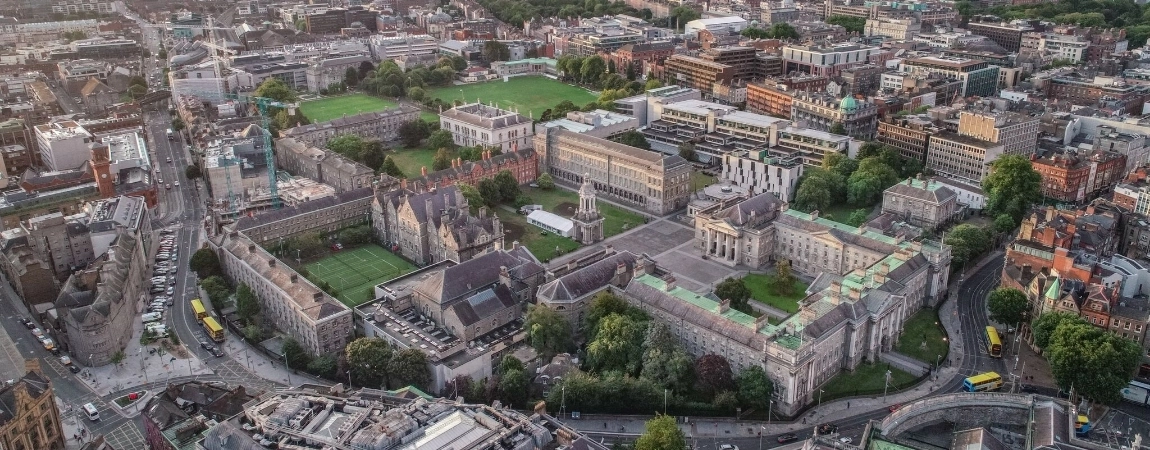 Aerial view of the TCD campus