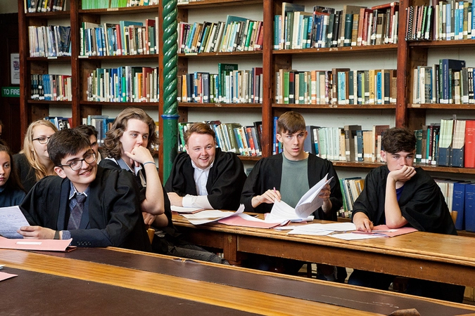 Students in a library