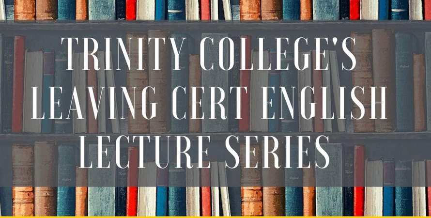 The words "English Lecture Series" on a background of books on a shelf