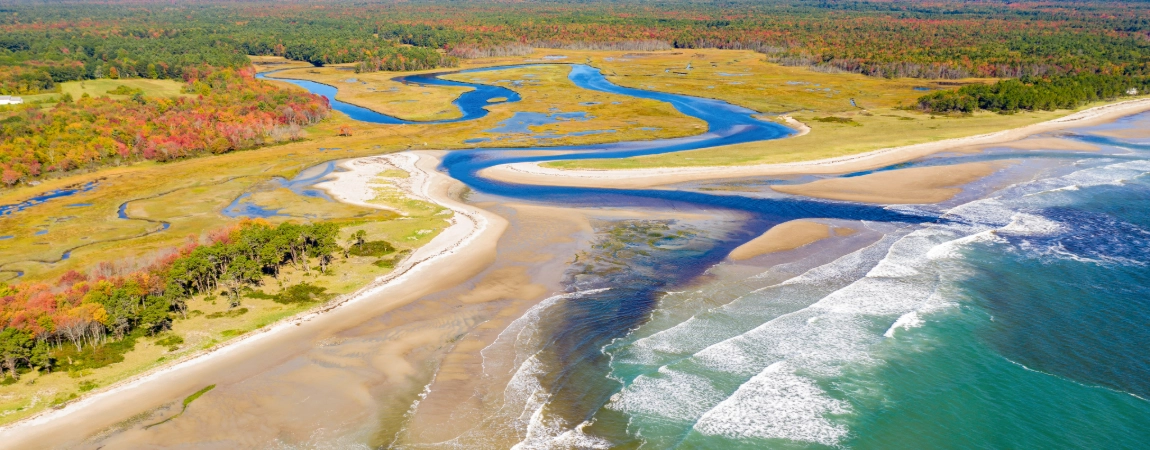 Little River estuary in Wells Estuarine Reserve, Maine