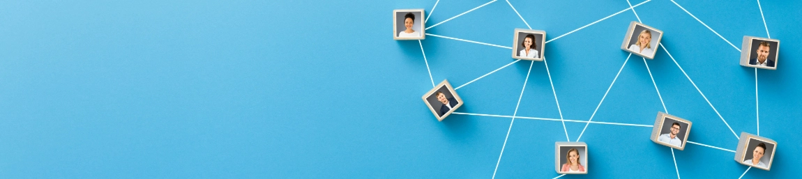 A connective web between photos of people