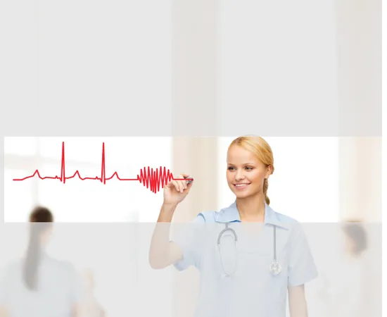 An image of a person drawing a pulse line on a whiteboard in red pen