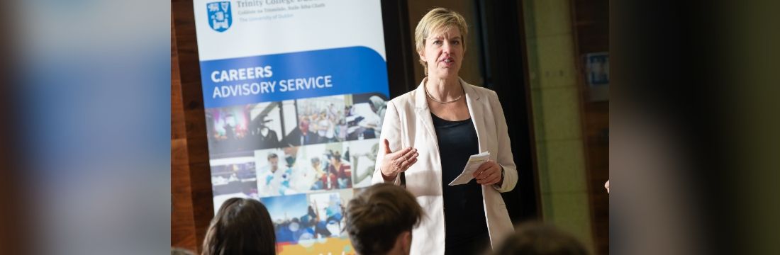 Ivana Bacik delivering a speech at a careers gathering