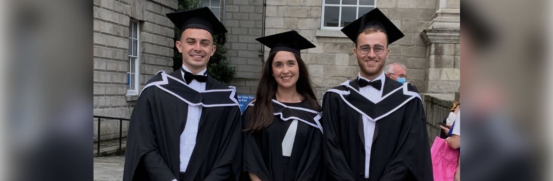 Law graduation with 3 graduates