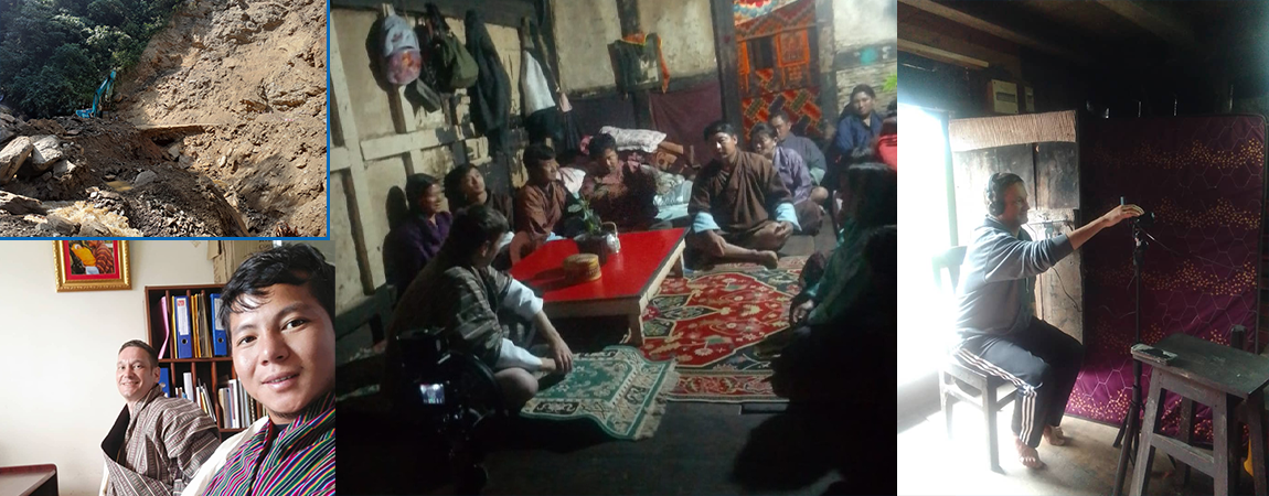 A scene in Tibet around a table, people eating
