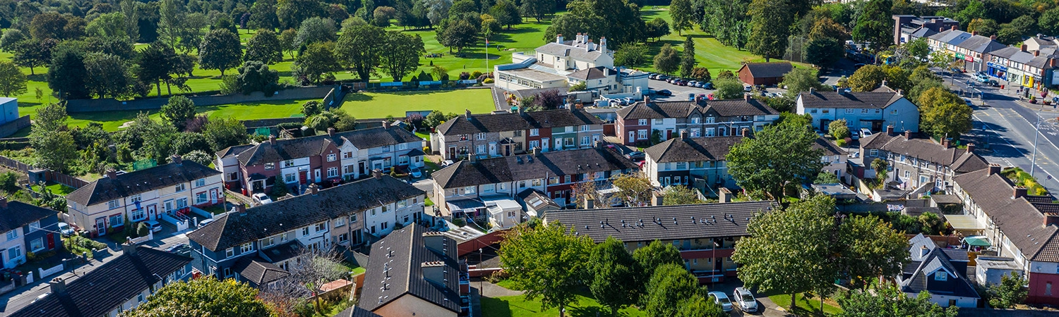 aerial photo of a housing estate