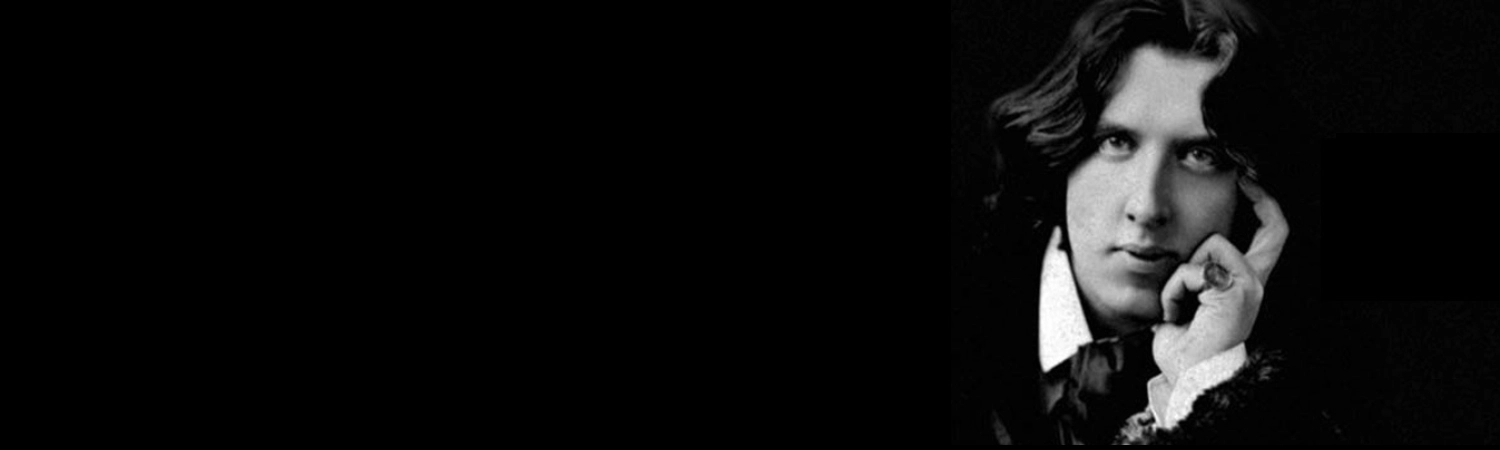 Oscar Wilde set against a black background