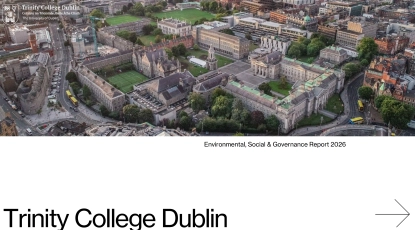 aerial image of Trinity College Dublin with text that reads Environmental, Social and Governance Report 2026