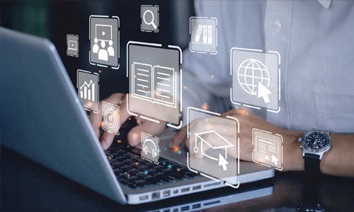 interacting with digital learning tools on a laptop