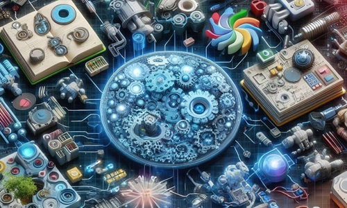 Collection of interconnected digital and mechanical elements forming a tech ecosystem