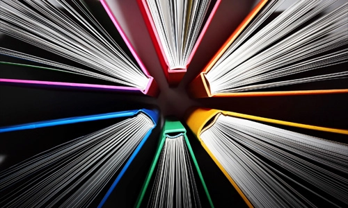 Books arranged in a sequence