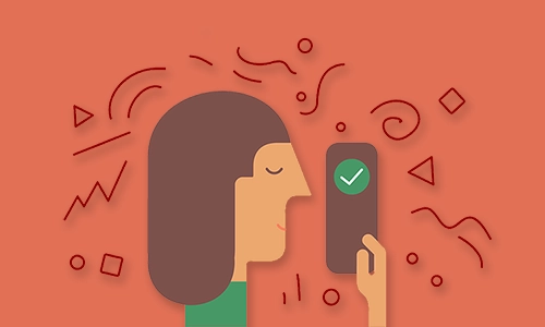 A cartoon graphic of a person reading from their phone.