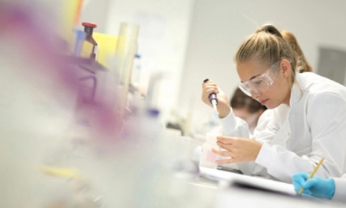 A student working in a lab