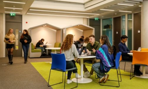 Students sitting at a desk study
