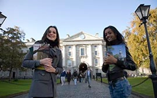 Two students posing in Trinity main campus