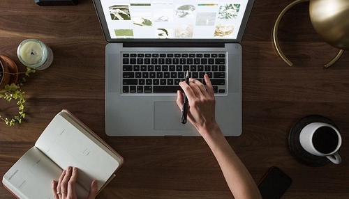 A Webinar being viewed on a laptop