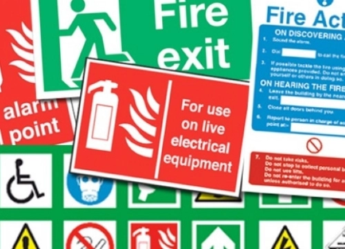 Logos of fire safety messages