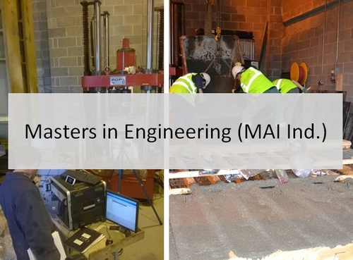 Two images of a machine and engineers with the title Masters in Engineering MAI (ind) written over them