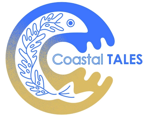 Logo Fish with Celtic knotwork and fading colour from blue to yellow in a C shape