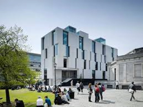 Long Room Hub building on Trinity Campus with passers by