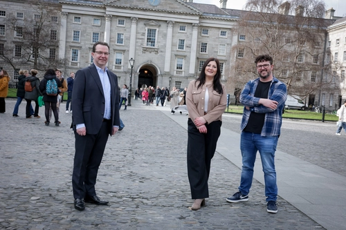 Micro-credential learners photographed in Front Square, Trinity College Dublin