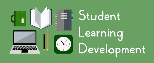 An image of learning tools with text Student Learning Development