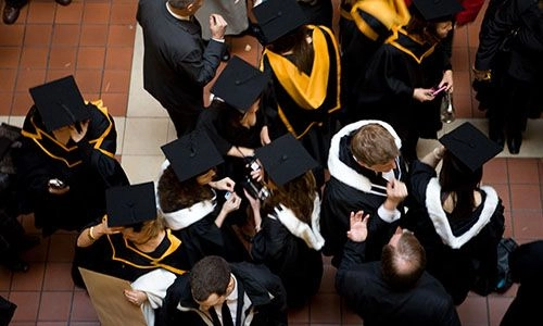 Students in cap and gown