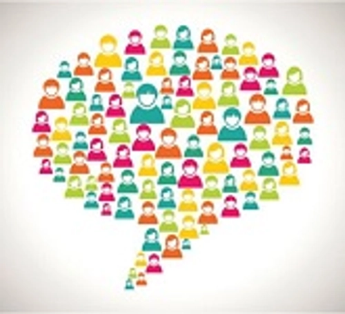 Illustration of people in a speech bubble