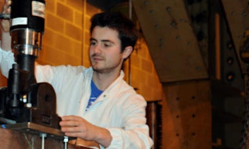 A student working in the civil engineering lab in Trinity College Dublin